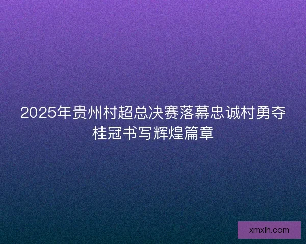 2025年贵州村超总决赛落幕忠诚村勇夺桂冠书写辉煌篇章